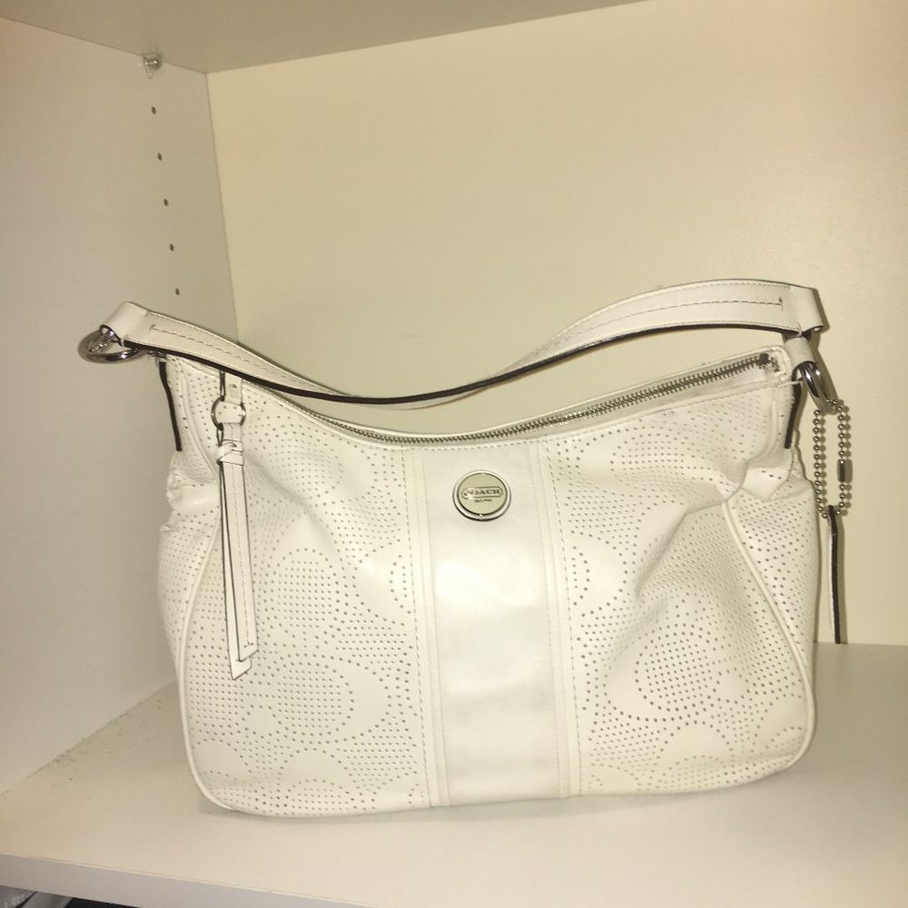 COACH SIGNATURE PERFORATED HOBO SHOULDER BAG